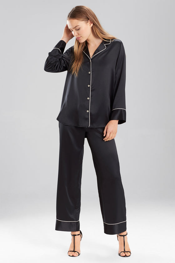 Natori Solid Charmeuse Essentials Long Sleeve PJ